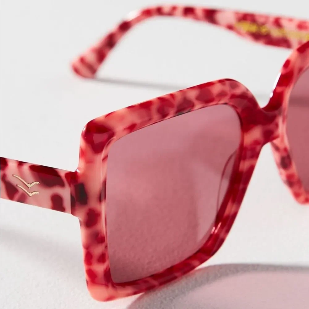Anthropologie I-SEA tailor oversized pink frame sunglasses